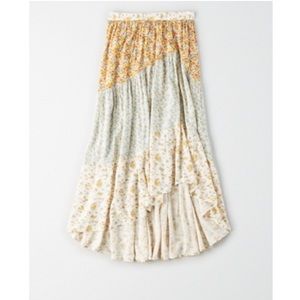 AE High-waisted printed hi-low midi skirt